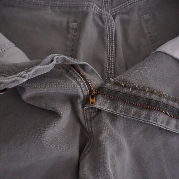 Vintage Rustler Olive Green Carpenter Dungaree Heavyweight Denim Jeans 32X32 - Picture 8 of 16